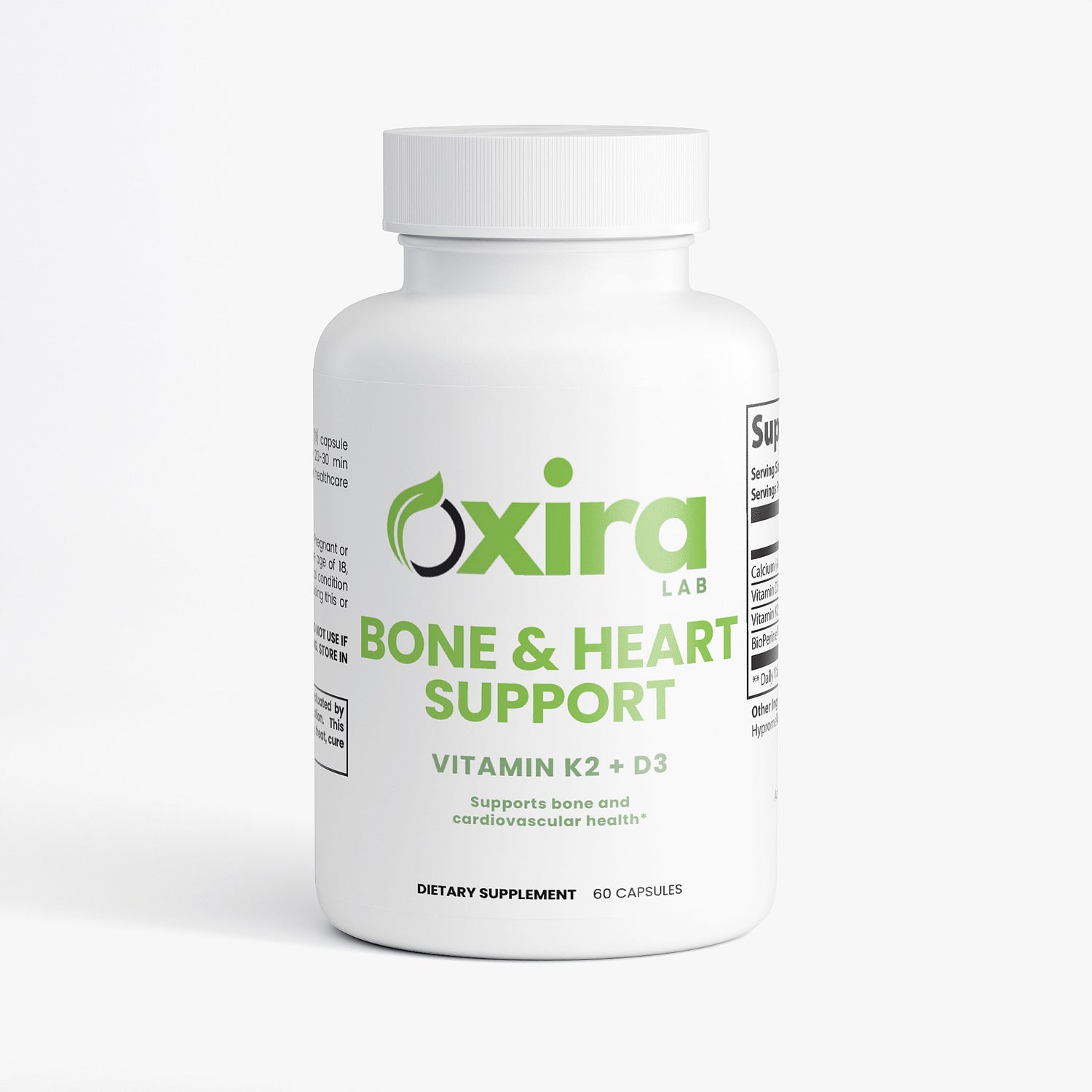 Bone and Heart Support with Vitamin D3 and K2 – Supplement Bottle