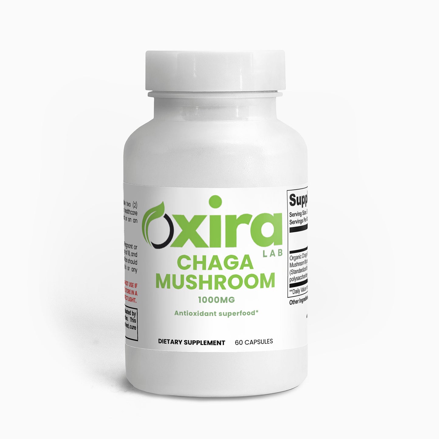 Chaga Mushroom Capsules Supplement – Bottle Front View