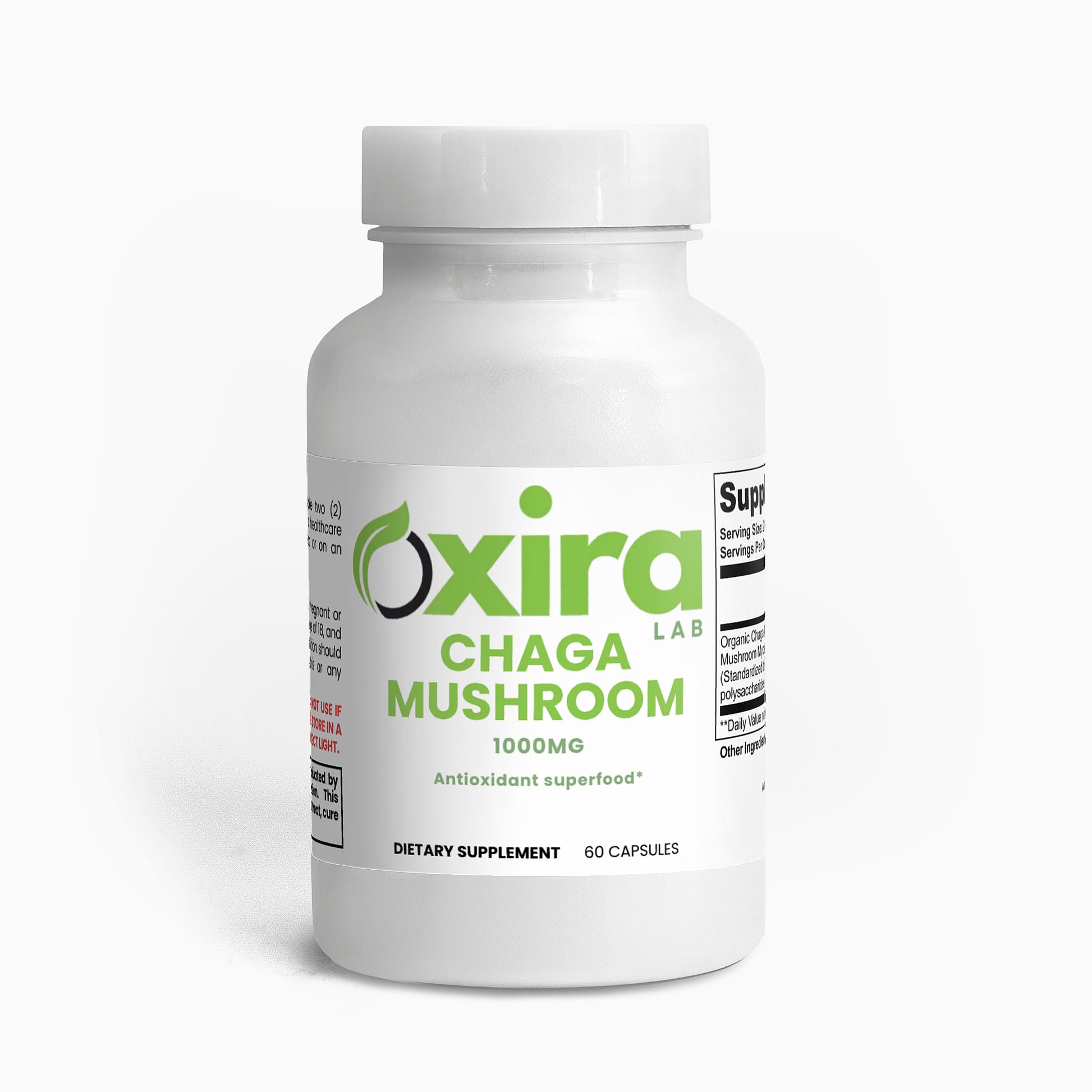 Chaga Mushroom Capsules Supplement – Bottle Front View