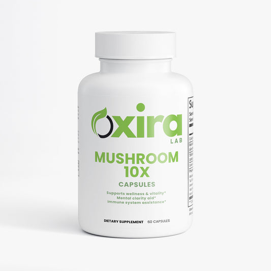 Mushroom Complex 10X Supplement – Product Bottle Front Label
