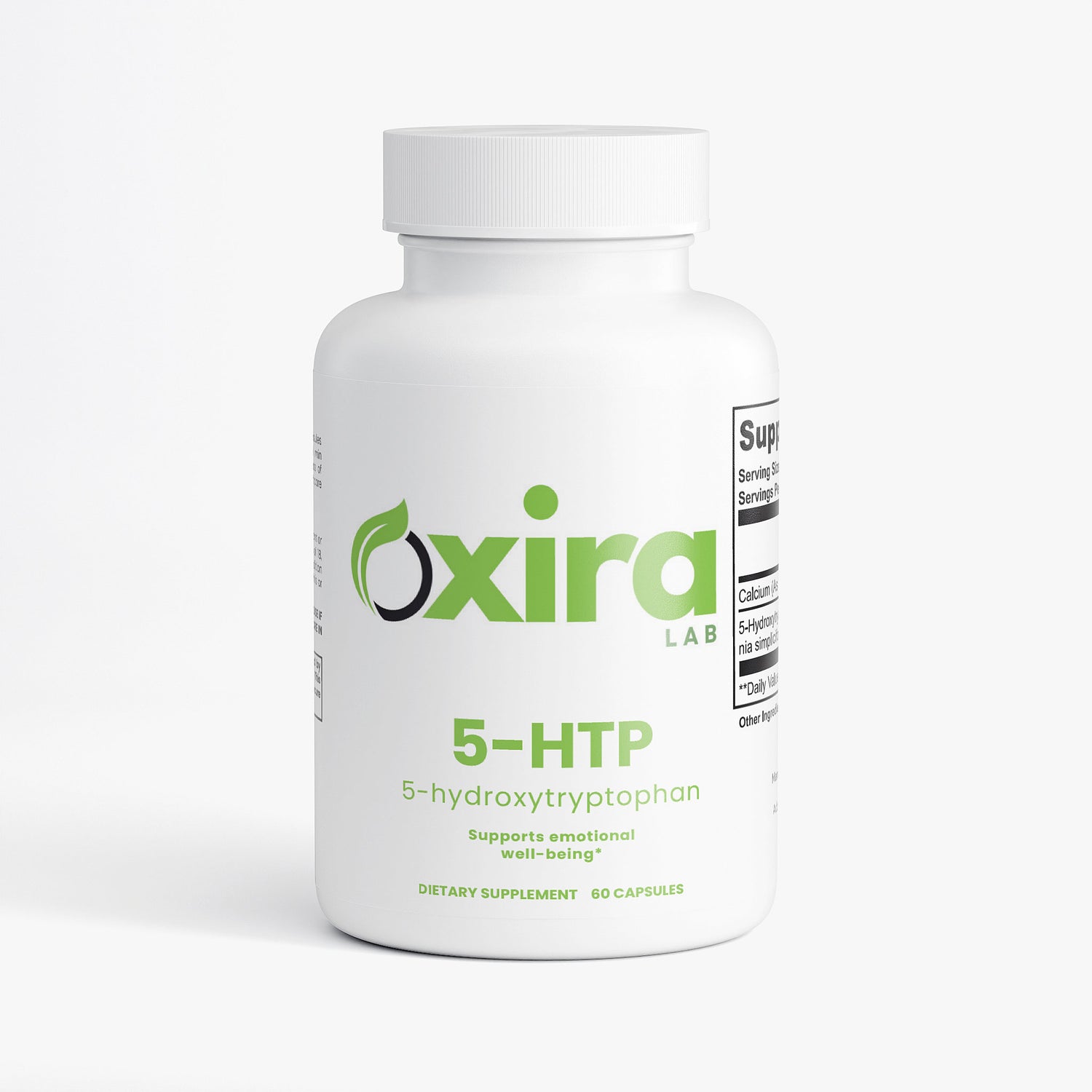 5-HTP Dietary Supplement for Mood and Well-Being – Product Bottle Front