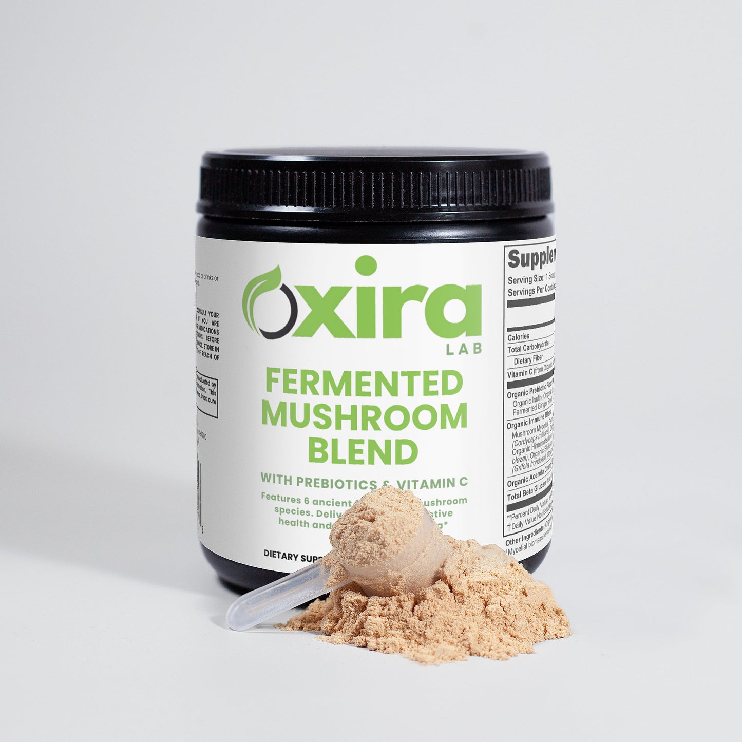 Fermented Mushroom Blend Supplement – Organic Powder in Scoop