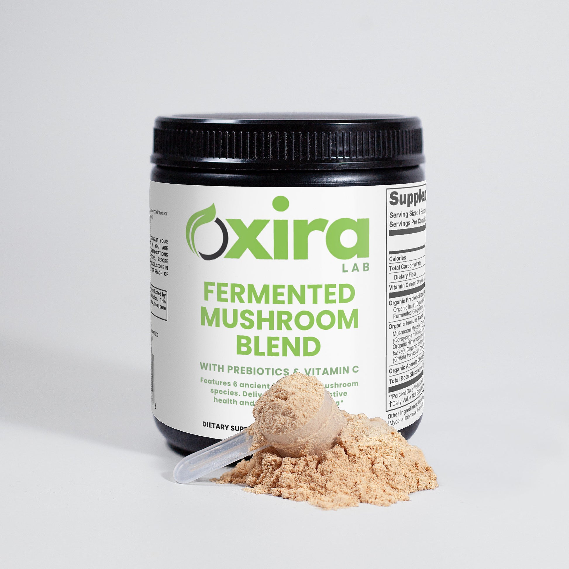 Fermented Mushroom Blend Supplement – Organic Powder in Scoop